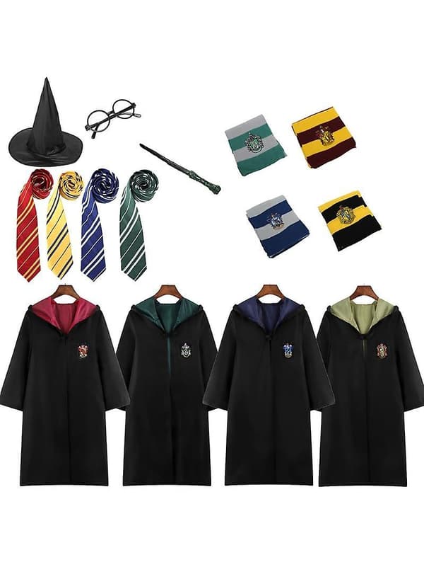 Harry Potter 6-delt Sett Magisk Trollmann Cosplay Kostyme Kappe blue 155cm