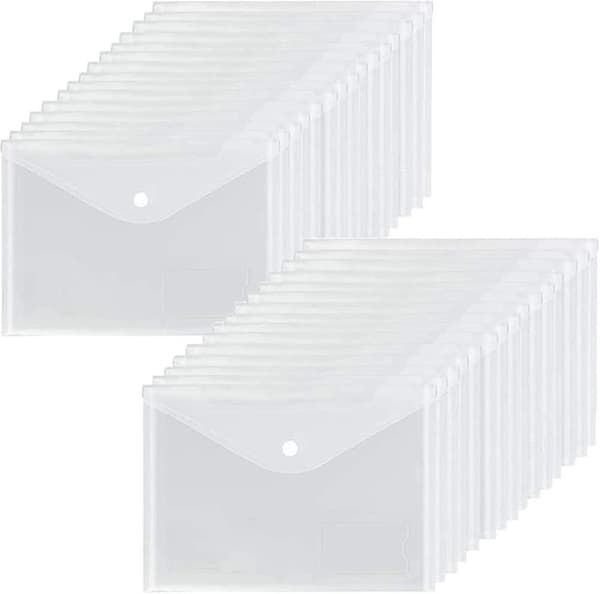 A5 Plastic Wallets Clear - 24 Pcs Popper Wallet Polypropylene Document Folder Gift