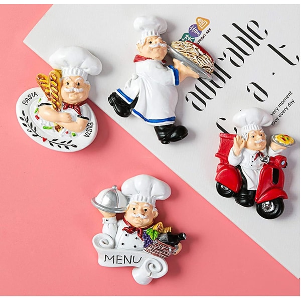 Fridge Refrigerator Magnets Set Euramerican Style 3d Resin Chef Cook Bread Refrigerator Magnet Home Kitchen Decoration Accessories Travel Souvenirs