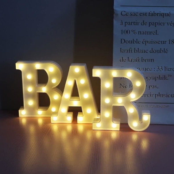 Alphabet Bar Led -valokirjain Koristeellinen lamppu Led-aakkoset Valkoiset kiinteät kirjaimet juhliin hääkoristeluun