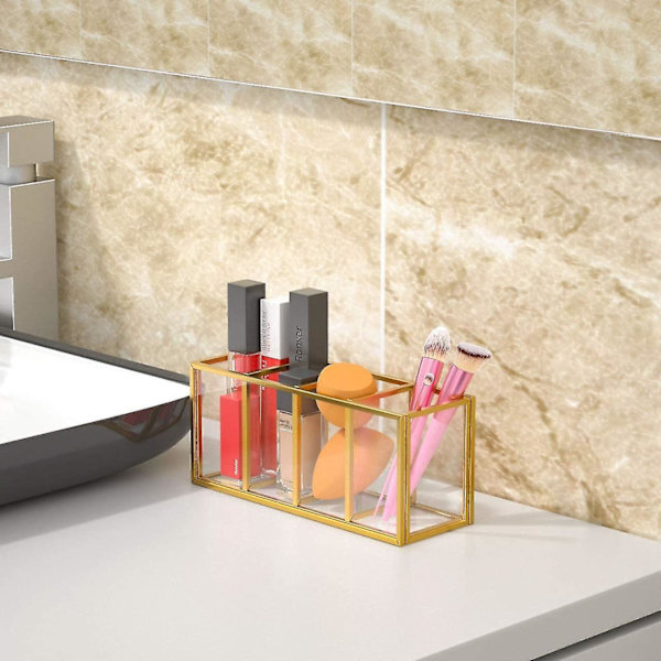 Gold Makeup Brush Holder 4 Slot