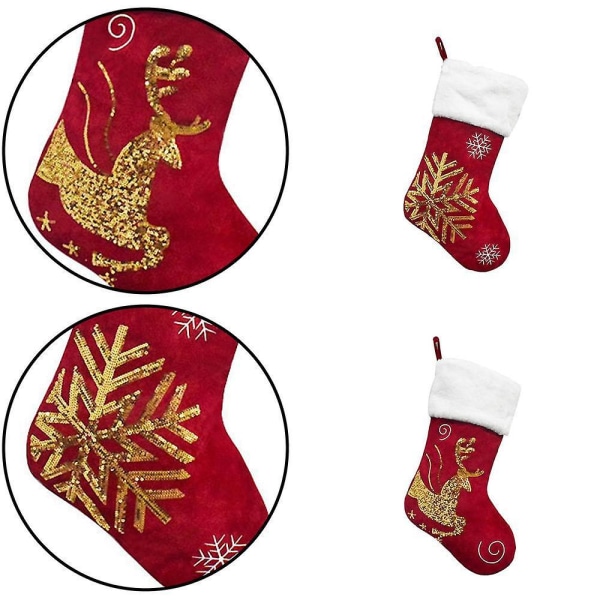 Julesokk Gavepose Snøfnugg Elg Flanell Broderte Julesokker Julegave