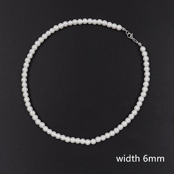 2022 New Trendy Imitation Pearl Necklace Men Temperament Simple Handma 60cm 8mm