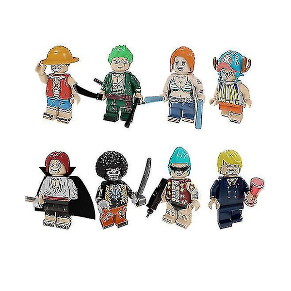 8 stk. One Piece Samlet Byggeklods Mini Legetøj