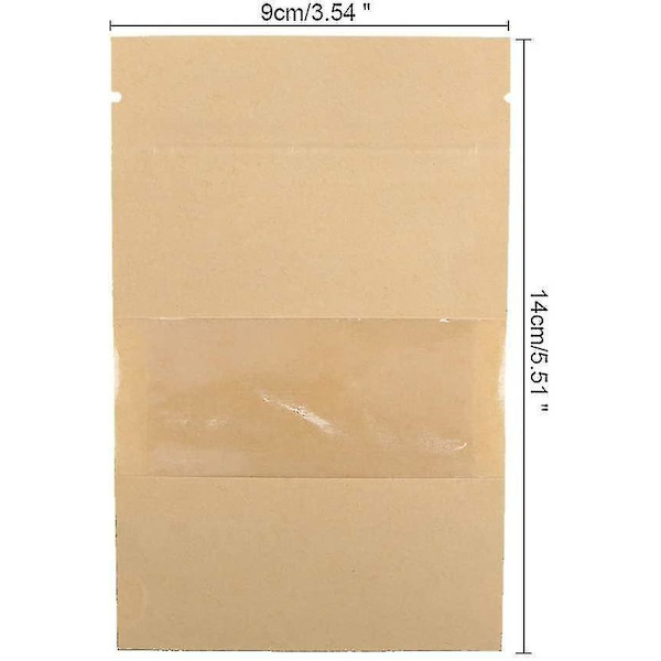 50 stk. Kraftpapirposer Selvforseglende Stående Pose Kraft Zip Lock Stående Poser