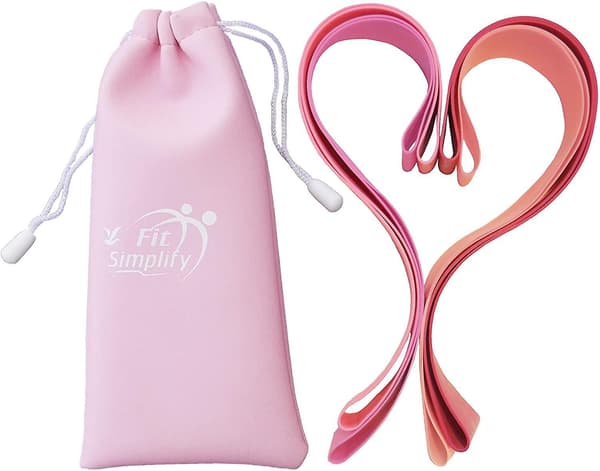 Fit Simplify Resistance Loop Exercise Bands With Instruction Guide And Carry Bag, Set Of 5
