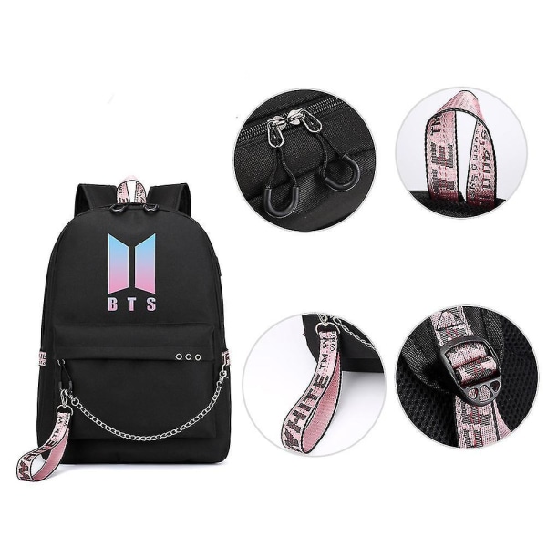 Bts Reppu Söpö Usb Lataava Koululaukku Color-26