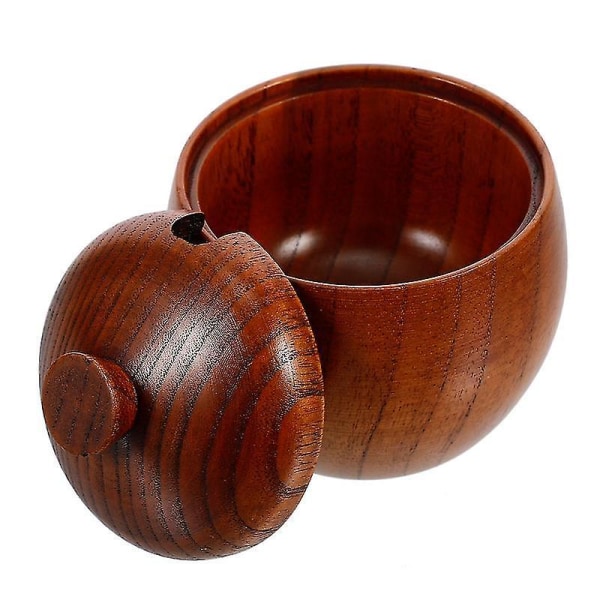 1pc Wooden Bowl Seasoning Container Durable Feeding Tableware Bowl With Lid