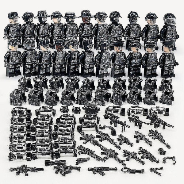 Military Building Blocks Series Black Special Police And Off-road Vehicle Set Small Particles Assembled