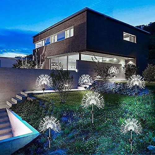 Solar Garden Lights Warm White LED Cool White Round 2Pack
