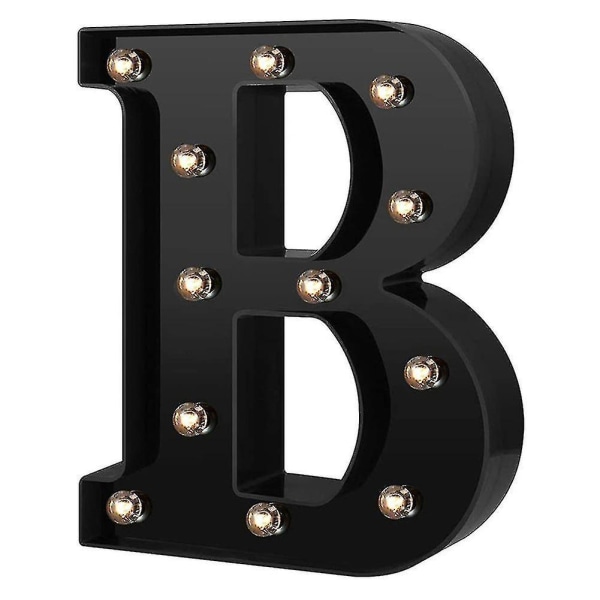 Nydesignede LED Bokstavlys 26 Alfabet Svarte Dekorative Markiselamper For Bryllupsfest B