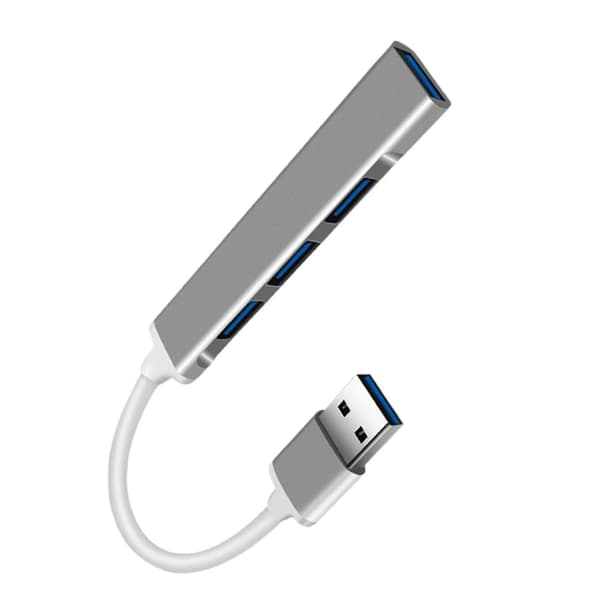 Mini Dokkingstasjon 4 Porter Usb 3.0 Kabel Hub Splitter Kobling For Laptop Silver
