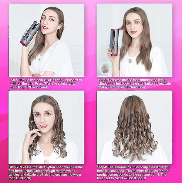 Wireless Automatic Curling Iron, Cordless Auto Curler Restriction With Builtin Rechargeable Ba