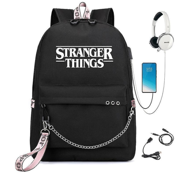 Stranger Things Backpack Usb Charging Backpack Male And Female Students Schoolbag Foreign Tradea