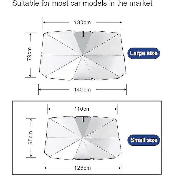 Foldable Car Windshield Sun Shade Umbrella, Protect Vehicle From Uv Sun And Heat 79 x 145 cm