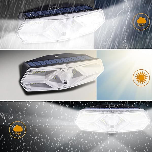 Solar Lights 104 Leds,270 Degree Wide Angle, Ip65 Waterproof, Security Lights For Front Door, Yard, Garage, Deck Yst-a825 Warm Light