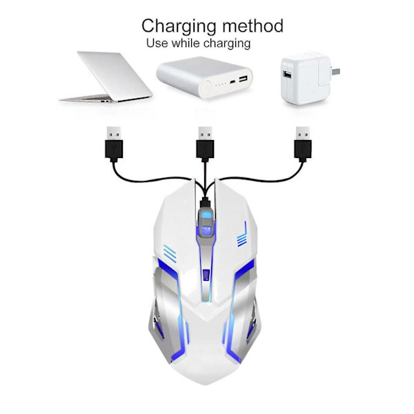 Q1 Gaming Mus Høj Hastighed 6 Knapper 2.4ghz Bærbar Lydløs Trådløs Mus Til Kontor White