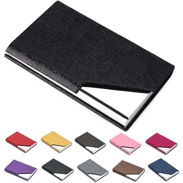Business Name Card Holder Luxury Pu Leather   Stainless Steel Multi Card Case,business Name Card Holder Wallet Credit Card Id Case Holder For Men   Wo Black