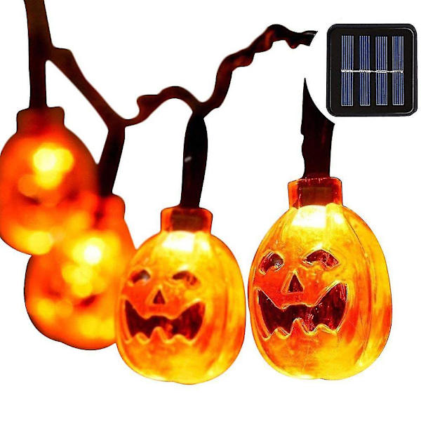 Halloween Dekoration Græskar Lys Kæde, Solar Lys Kæde style 2