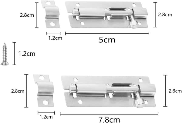3 Pcs Stainless Steel Sliding Latch Locks with Screws, Durable Small Plate Latches