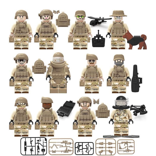 Seals Minifigures With Weapons And Inserted Building Blocks Toy 12pcs