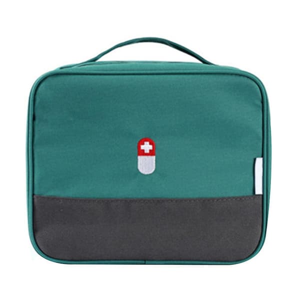 Zippered First Aid Bag Medication Organizer Emergency Pouch Carrier Green