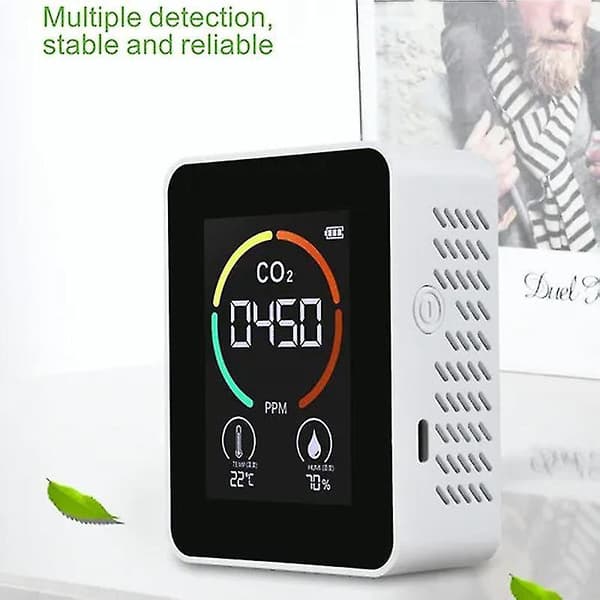 Air Detector Pm2.5 Pm10 Co2 Formaldehyde Temperature Detector Multifunctional White