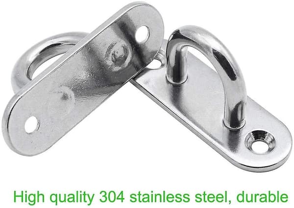 6 Pack Stainless Steel Eye Pad Plate Ring Hook Marine Hardware Staple Hook Loop With 12 Screws - Load Up To 40kg (silver)