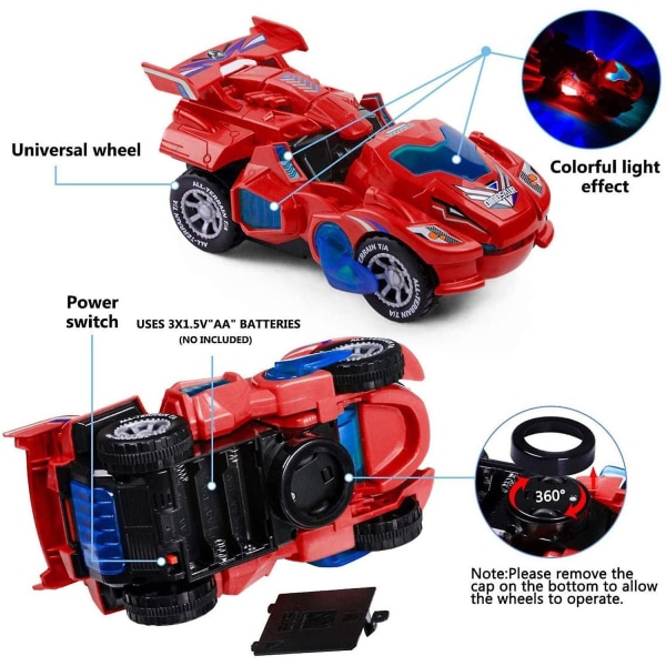 Transforming Dinosaur Toy, 2 In 1 Automatic Dinosaur Transformer Toy Red