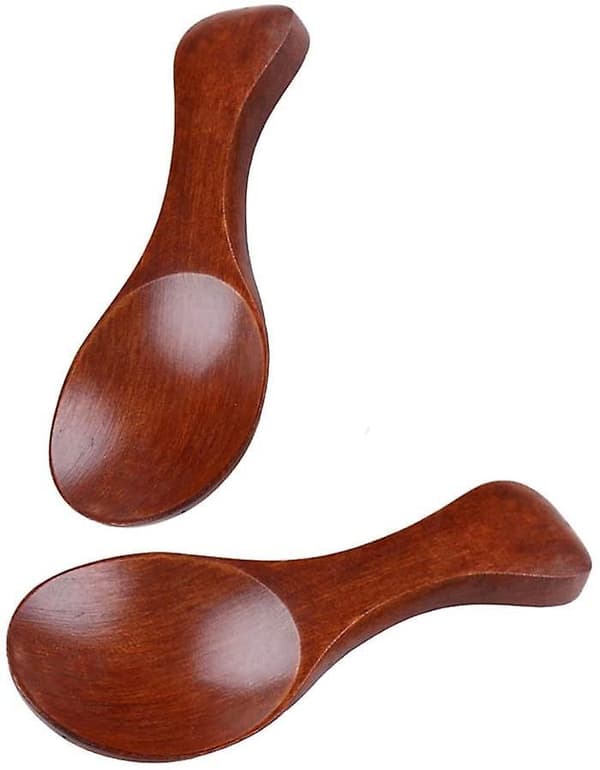 2pcs Mini Wooden Spoon With Short Handle, Perfect Smallkitchen Accessories Brown