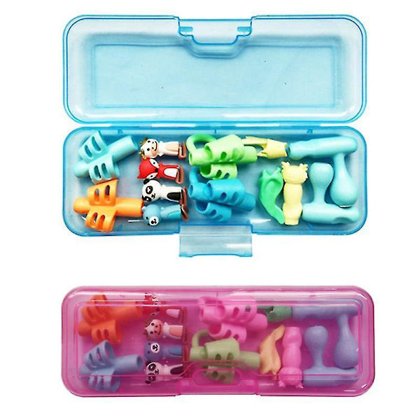 Pencil Grip Sæt 13 Stk Børne Pen Holder Skrivehjælp Grip Træner Med Opbevaringsetui Transparent