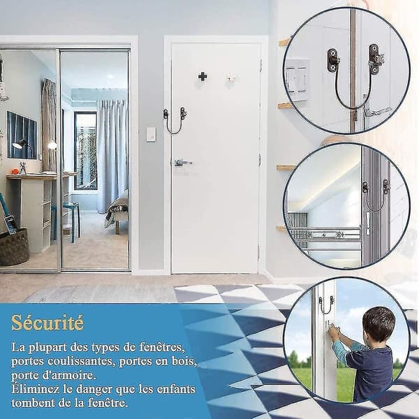 4 Pcs White Security Window Lock, Window Security Door Lock With Key