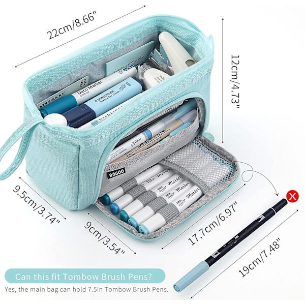 Pencil Case Large Capacity Pencil Pouch Handheld Pen Bag Cosmetic Portable Gift For Office School Teen Girl Boy Men Women Adult (blue) Blue