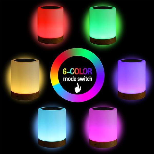 Oppladbar Varmere Søvn Nattlys Nattbordslampe Berørings LED Lampe Endring