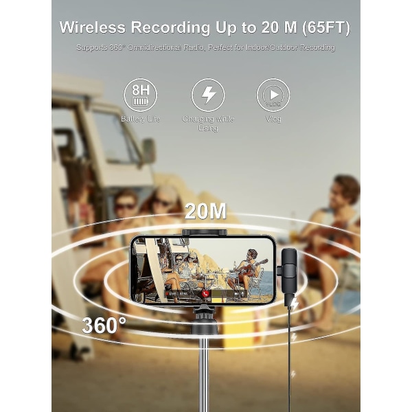 Wireless Microphone Lapel Mic System For Youtube Facebook Live Stream Tiktok Video Recording Vlog Plug & Play Lavalier Noise Reduction No App & Blueto Lighting