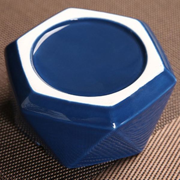 Ashtray Retro Multi-function Ceramic Windproof Geometric Ash Tray For Home Blue