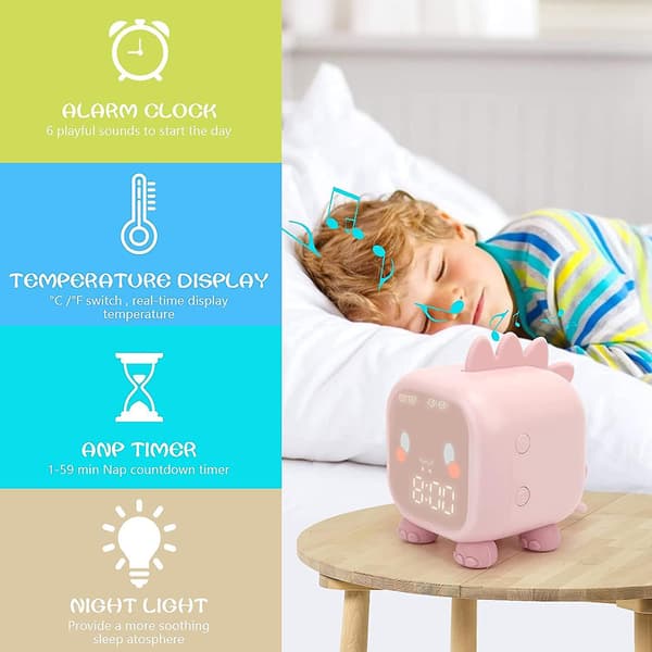 Cute Dinosaur Digital Alarm Clock Children's Sleep Trainier