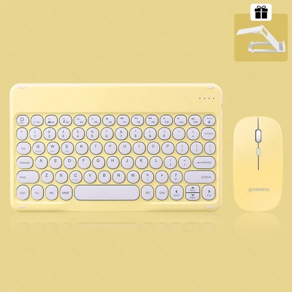 Ipad Keyboard And Mouse Combo, Wireless Bluetooth Keyboard Yellow  C