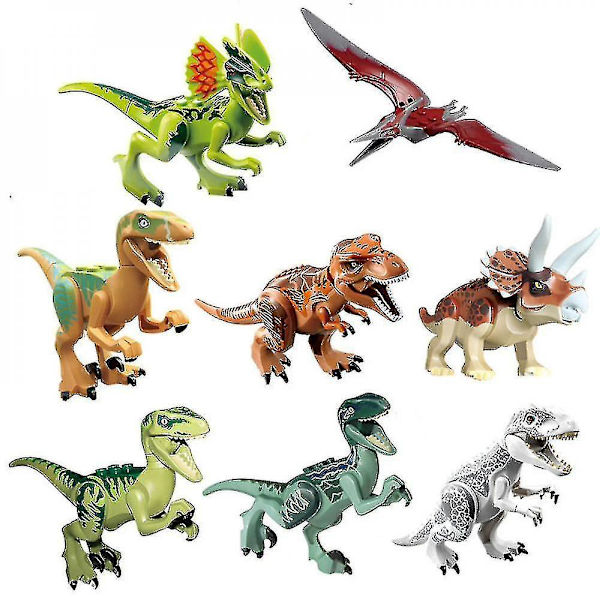 8 stk. Dinosaur Byggeklodser