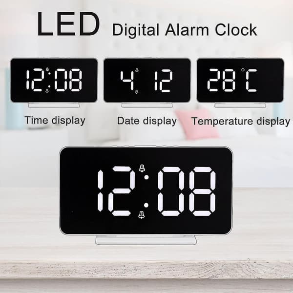 Digitalt Vækkeur, LED Dæmpningsdisplay Vækkeur Med Strøm