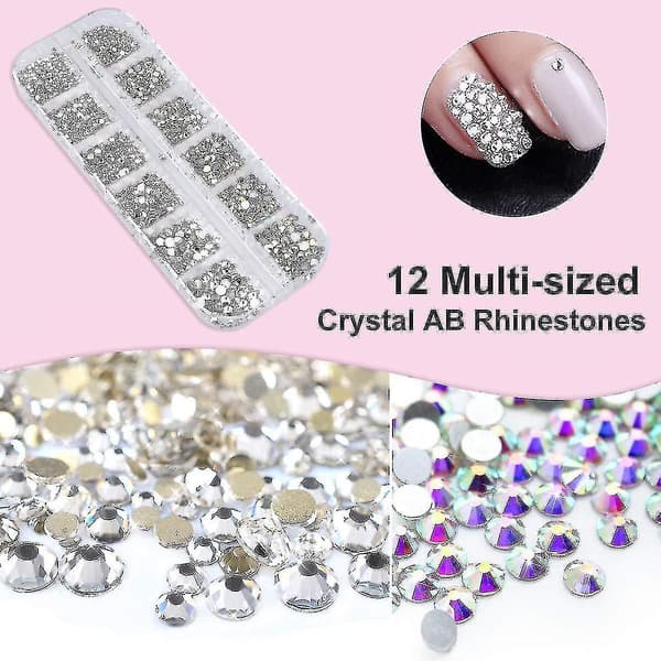 2000pcs Multi-sized Crystal Ab Rhinestones With Pick Up Tweezer And Rhinestones Picking Pen