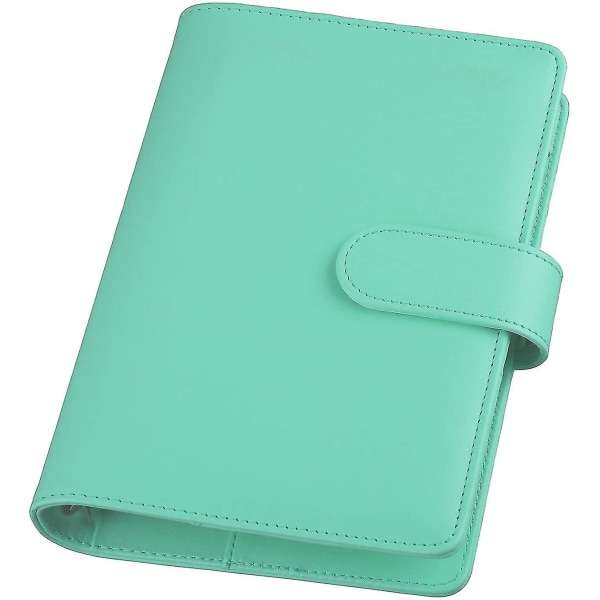 A6 Pu Leather Budget Binder Refillable 6 Ring Notebook Binder For A6 Refill Paper green