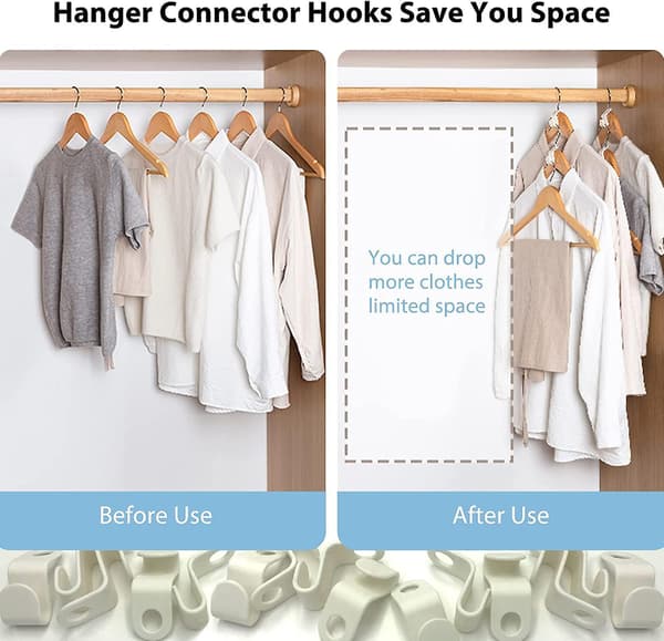 30 Pack Hanger Connector Hooks, Space Saving White Hanger Hooks, Mini Clothes Connector, Multi-layer Stackable Hanger Extender For Wardrobe, Closet, W