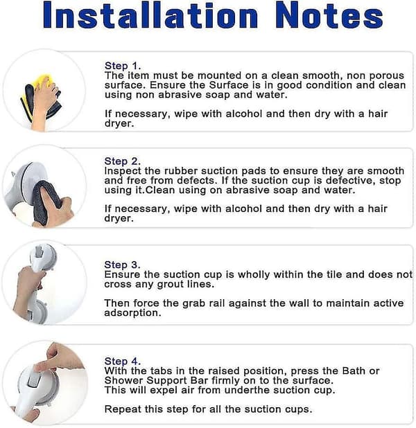 Suction Bathroom Grab Rails,  Hand Rail For Disabled,  Portable Mobility Aids Gift