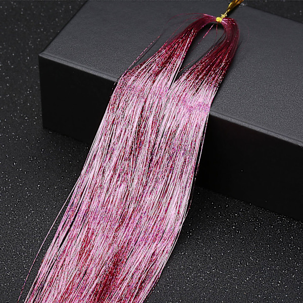 36inch Hair Tinsel Sparkling Glitter Tinsel Fairy Hair Extensions Heat Resistant Party Highlight pink