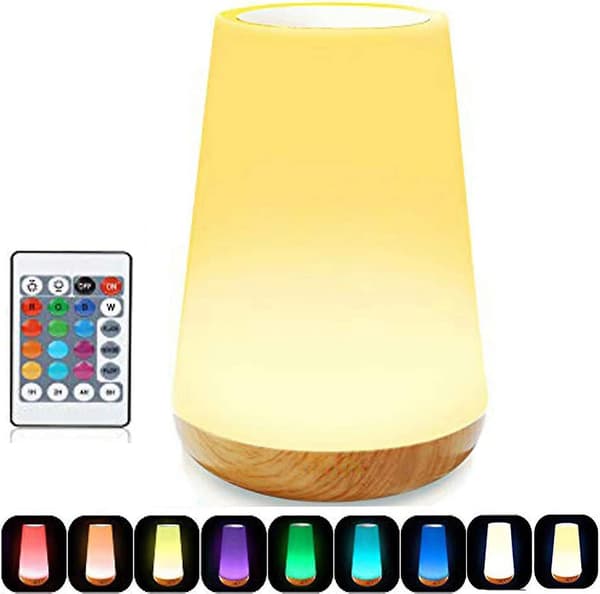 Led Night Light Bedside Table Lamp For Kids Bedroom Rechargeable Dimmable With Remote Control