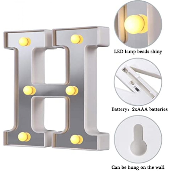LED Marquee Bogstav Lys 26 Alfabet Lysende Bogstaver Skilt Perfekt Til Natlys Bryllup Fødselsdagsfest Julelampe Hjemmebar Dekoration B09 H