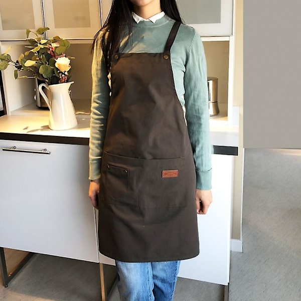 Unisex Arbeidsforkle Canvas Forkle Bib Justerbart Kjøkkenforkle style 3