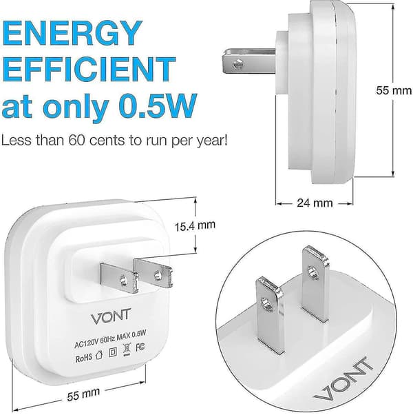 LED Nattlys, Plug-in [6 Pakning] Super Smart Skumring til Daggry Sensor, Nattlamper Egnet For Soverom