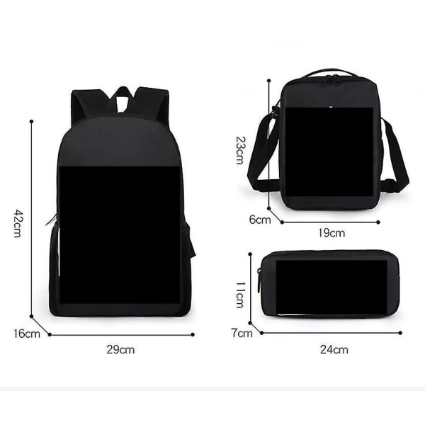 Marshmallow Backpack High School Student Schoolbag Travel Bag 3 Set